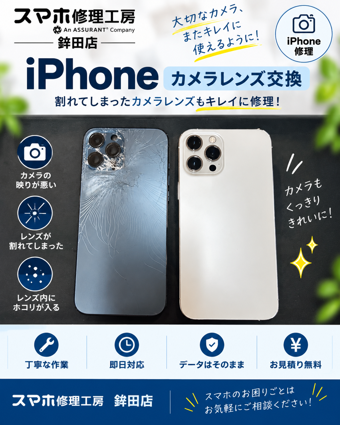 iPhone12ProMAXの落としてバックパネルを割ってしまった。修理｜鉾田市からご来店・スマホ修理工房 鉾田店